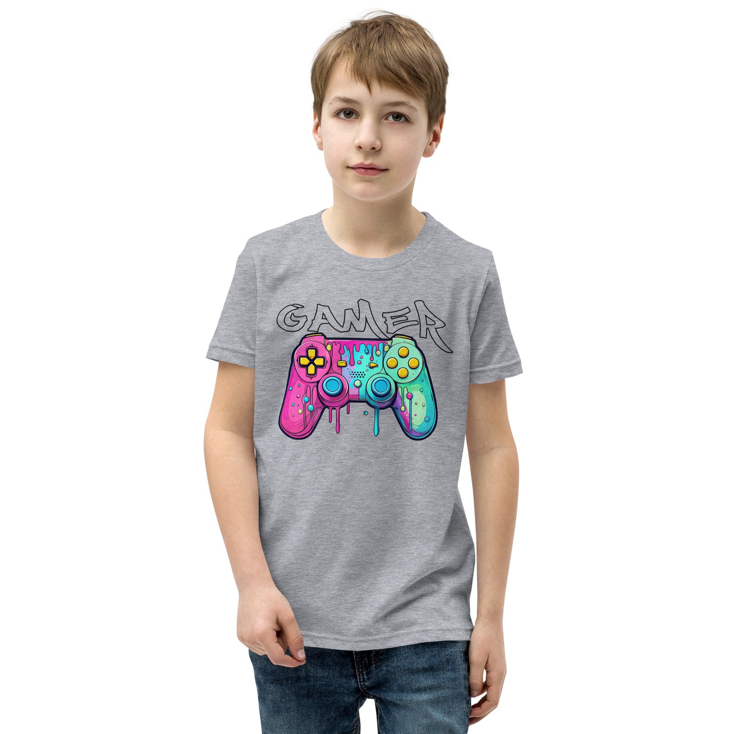 Gamer Pink and Teal Youth Unisex T-Shirt