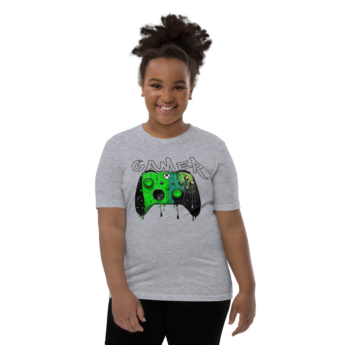 Gamer Green and Black Youth Unisex T-Shirt