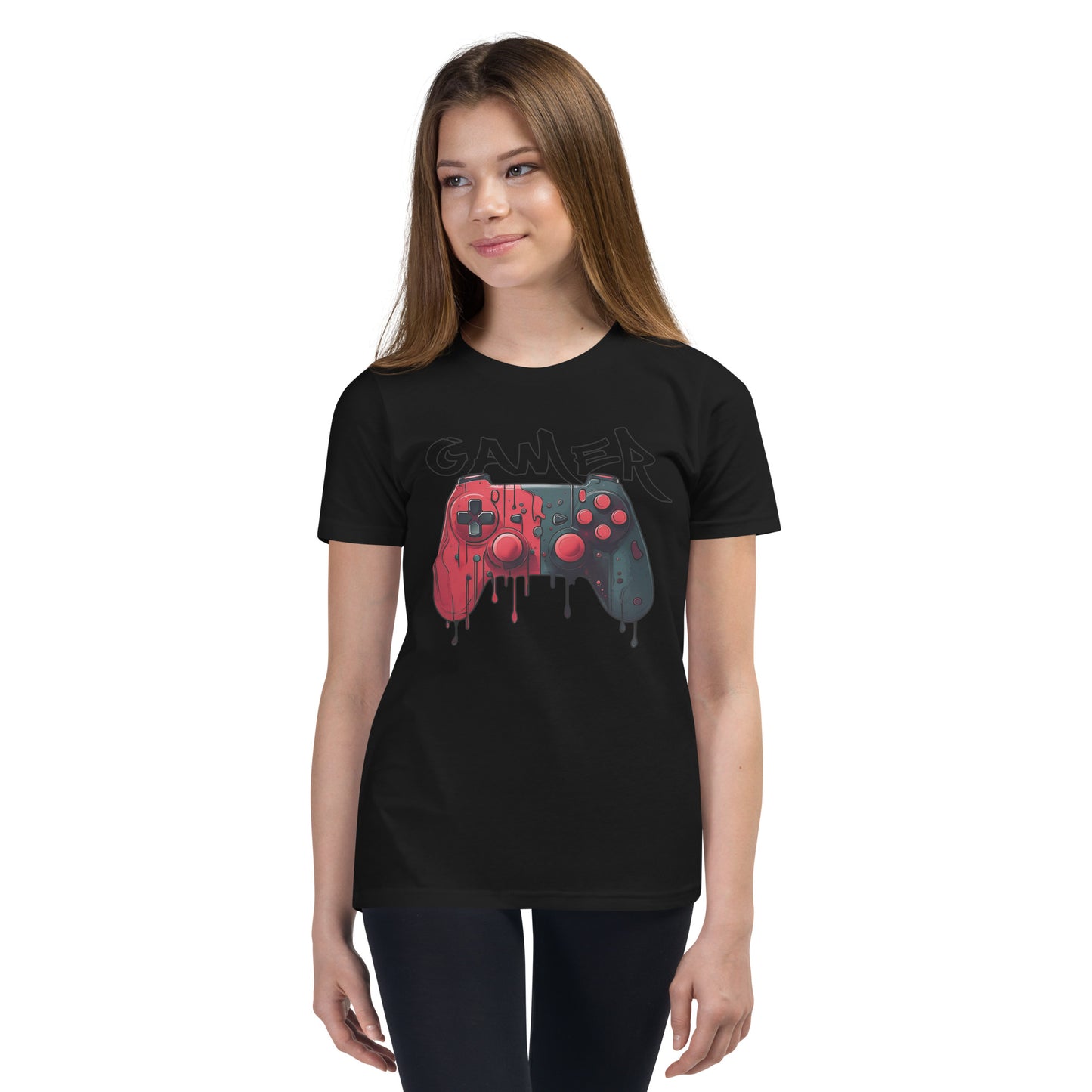 Gamer Black and Red Youth Unisex T-Shirt
