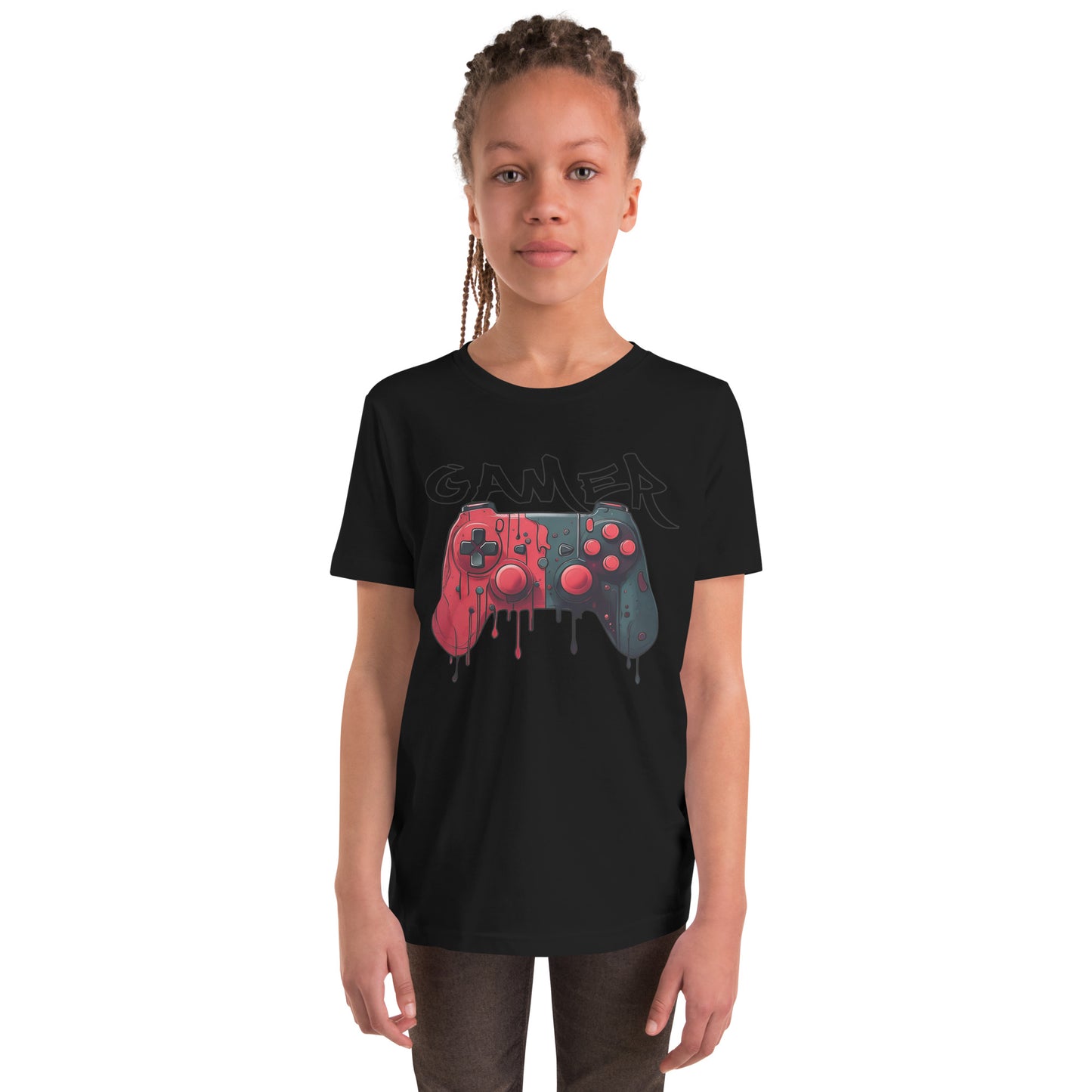 Gamer Black and Red Youth Unisex T-Shirt