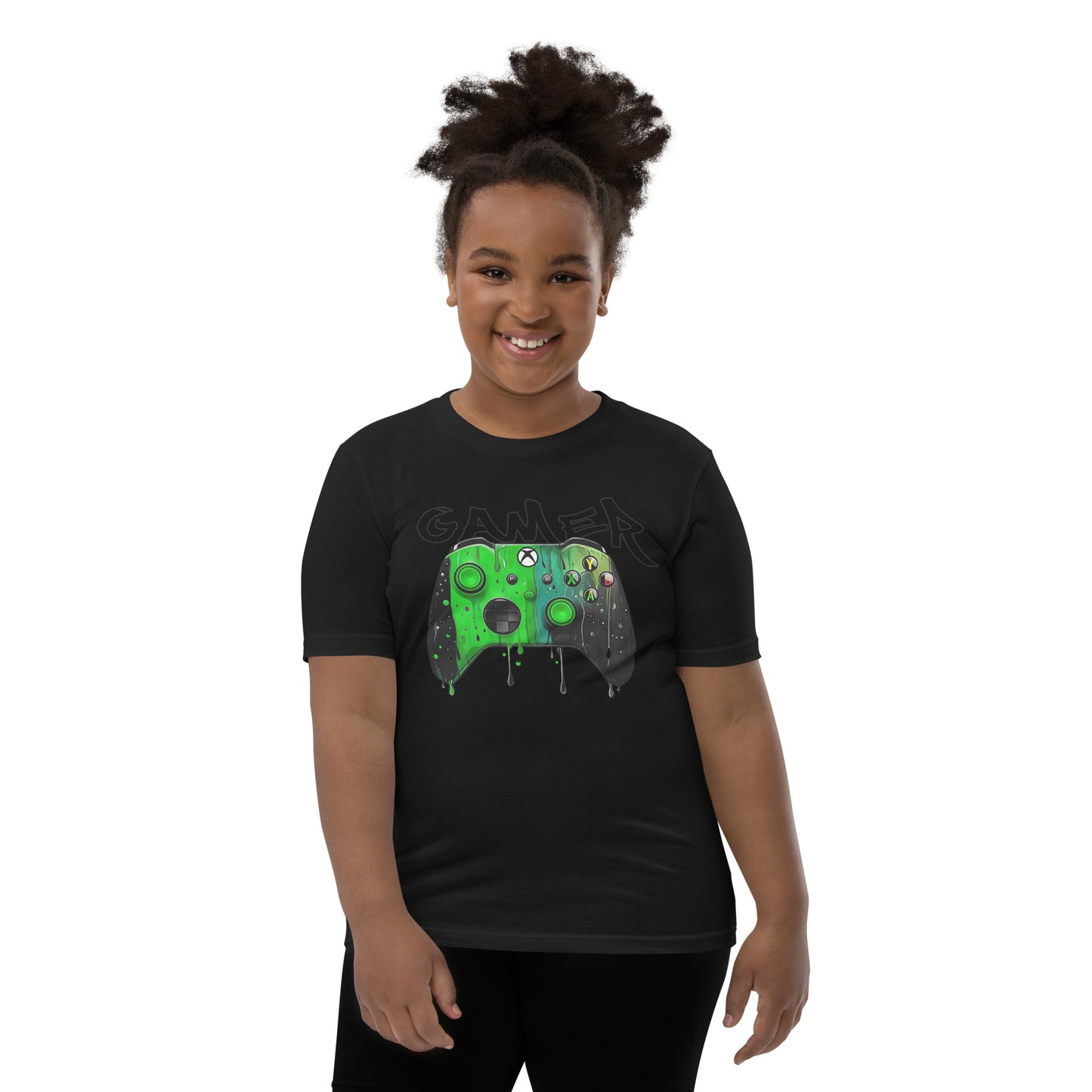 Gamer Green and Black Youth Unisex T-Shirt