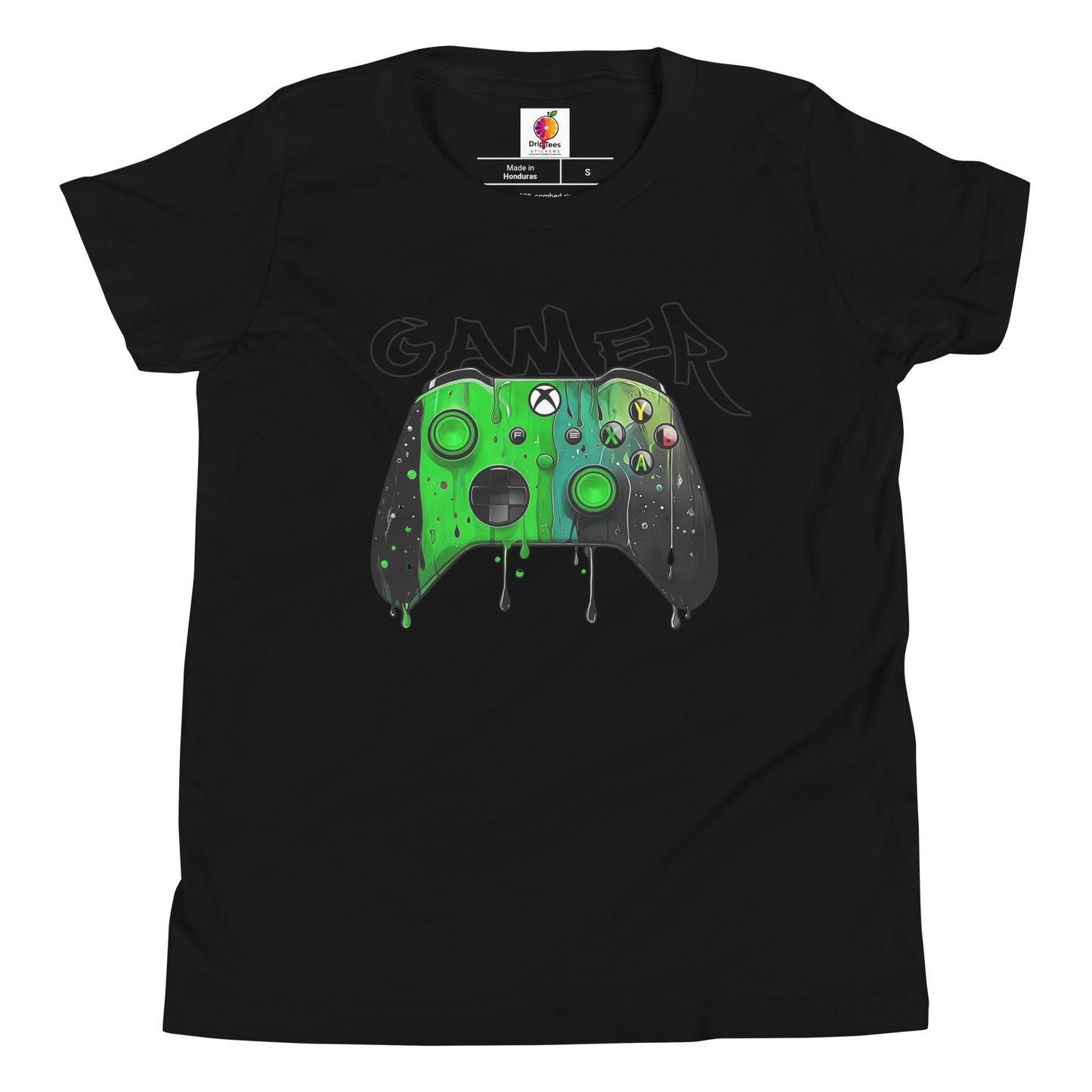 Gamer Green and Black Youth Unisex T-Shirt