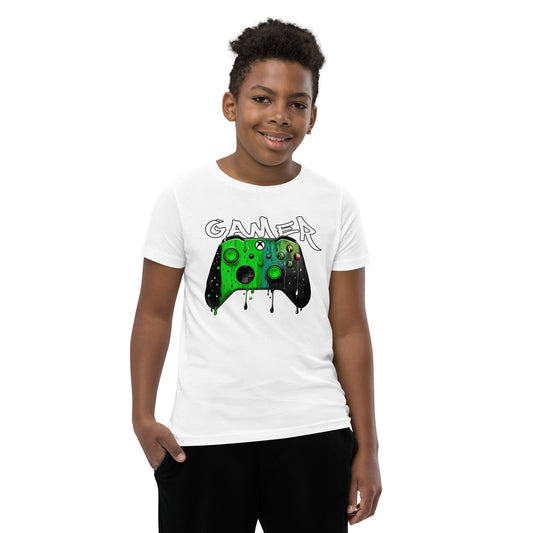 Gamer Green and Black Youth Unisex T-Shirt