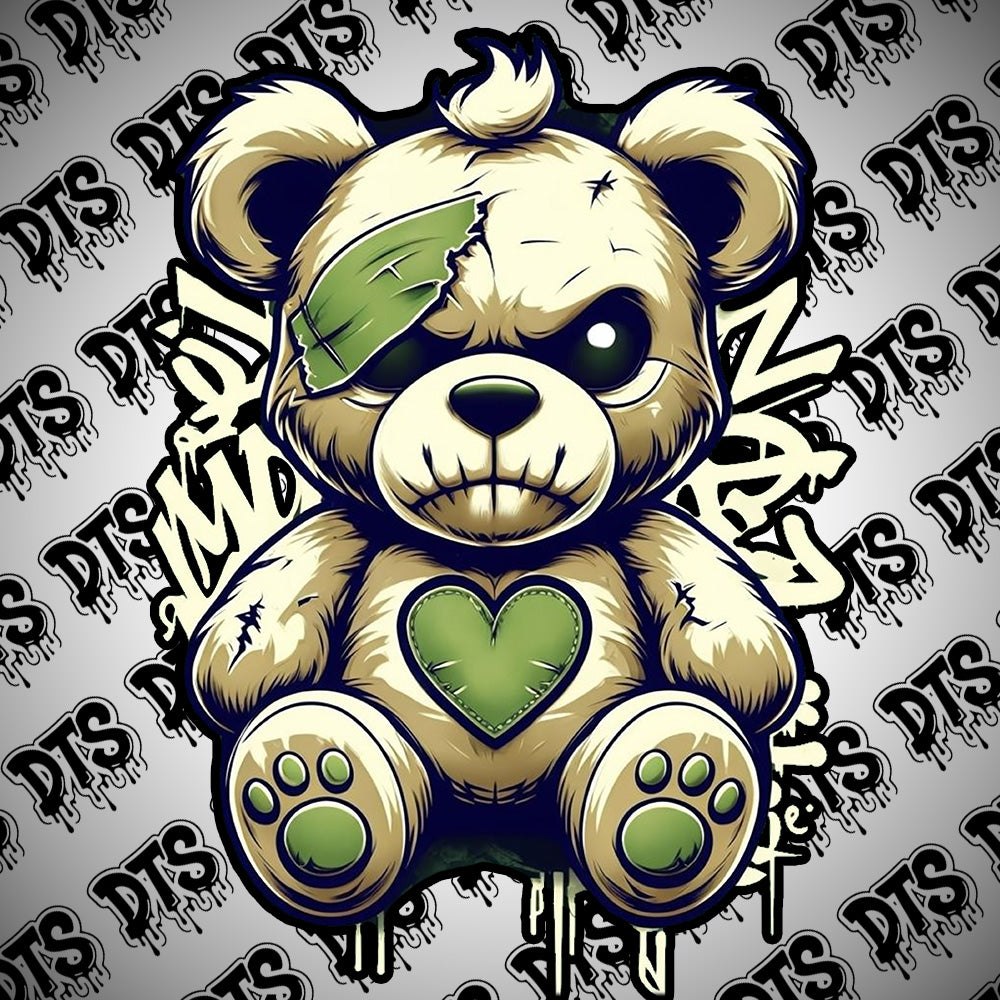 green Graffiti Bear Sticker pack