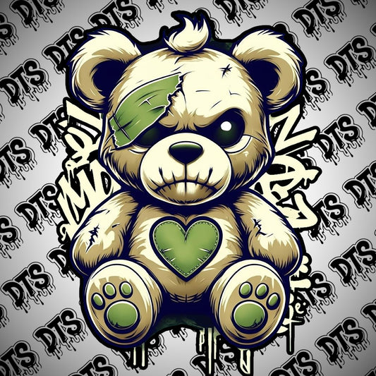 green Graffiti Bear Sticker