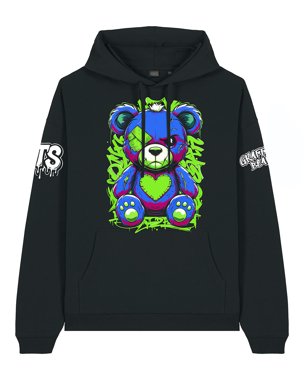 Graffiti Bear Hyper-Color Oversized Hoodie