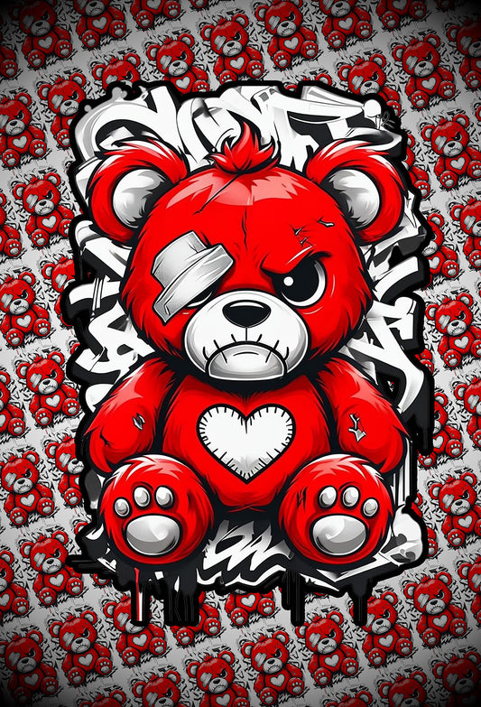 Red Graffiti Bear Sticker