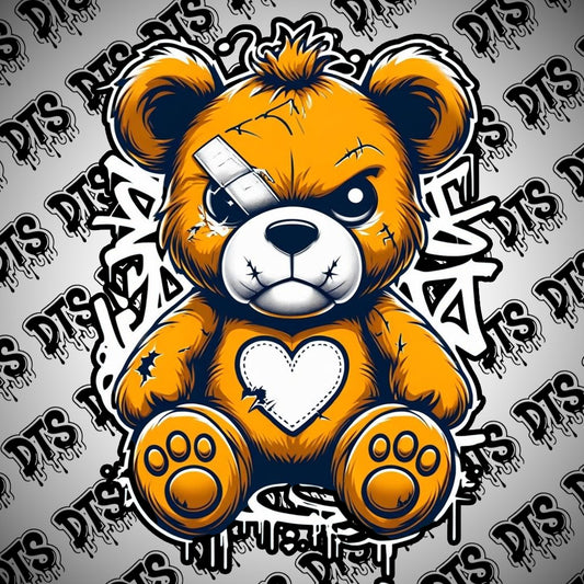 Yellow Graffiti Bear Sticker